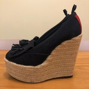 Brooks Brothers Navy Espedrille Platform Heels